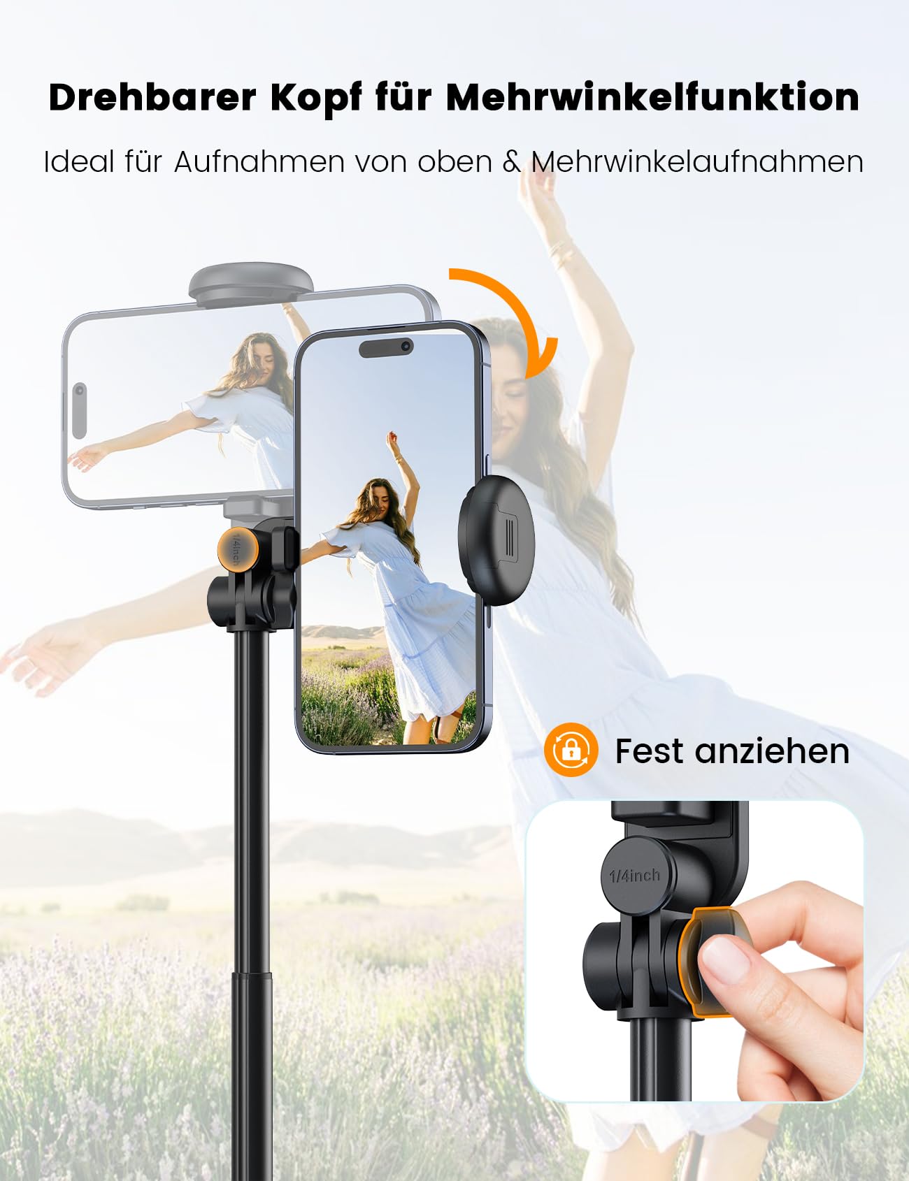 ANXRE Handy Stativ mit Licht, NT99 172cm Selfie-Stick für Smartphone & Kamera, Lichtstativ für Videoaufnahmen, Handystativhalter Ständer Kompatibel mit Smartphone, Kamera, GoPro