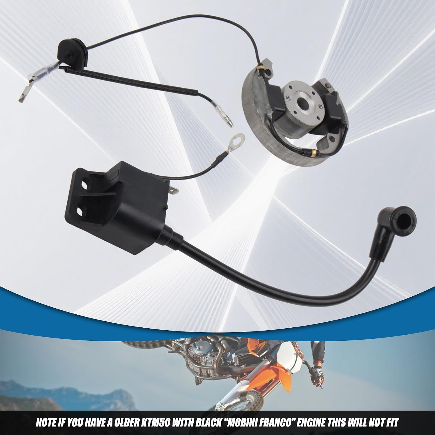 ABCERRS Ignition Coil Stator Rotor Magneto Flywheel Kit Compatible with SX 50 50cc 2 Stroke Moped Scooter Motocross