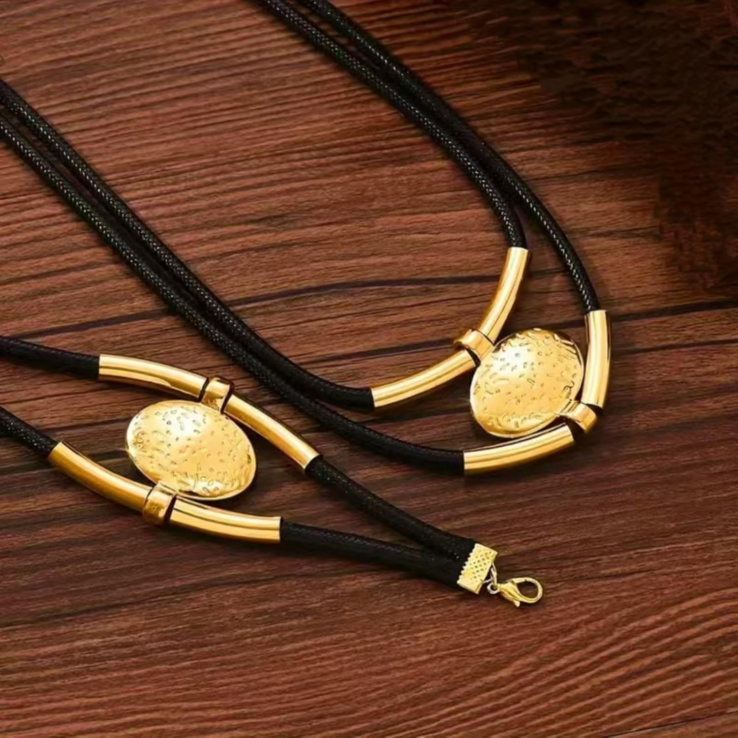Necklace Vintage Collarbone Chain Black Double Layer Adjustable Gold or Silver Tone Unisex Jewelry - Image 9