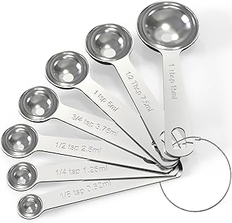 TILUCK Stainless Steel Measuring Spoons Set,Coffee Scoop Spoon,Kitchen Gadgets for Cooking & Baking,Set of 7
