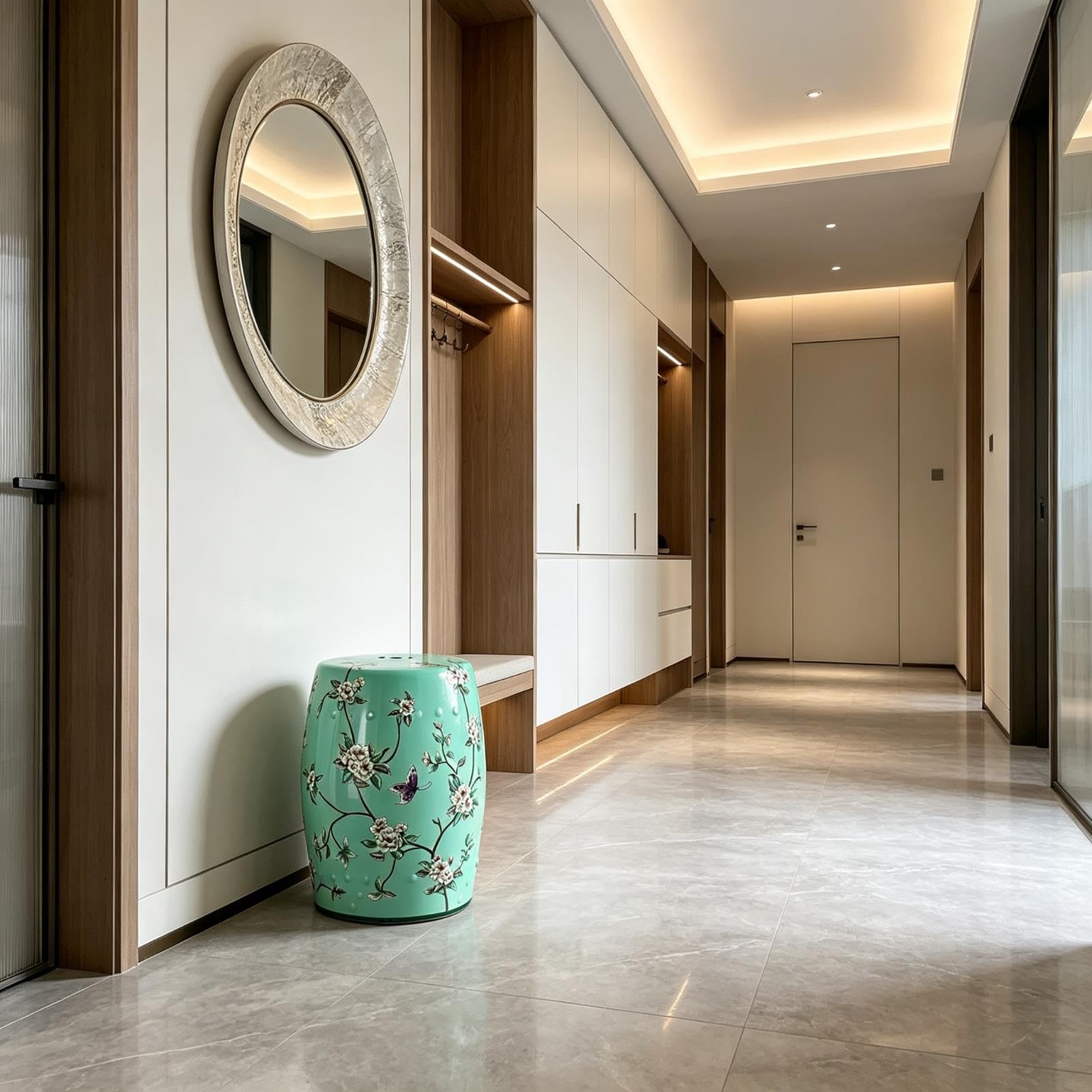 Ręcznie Malowany Ceramiczny Stołek Ogrodowy, Patio Na Świeżym Powietrzu I Dekoracje Wewnętrzne Chinoiserie Ceramiczny Stołek Do Perkusji Na Trawnik, Podwórko, Salon – Dekoracyjny Akcent(Green)