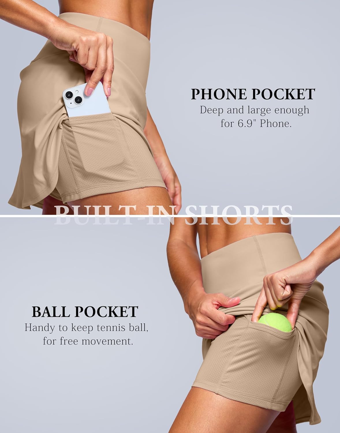 SANTINY 14" Skorts for Women with 2 Pockets High Waisted A Line Casual Pickleball Golf Skort Athletic Tennis Skirt - Image 4