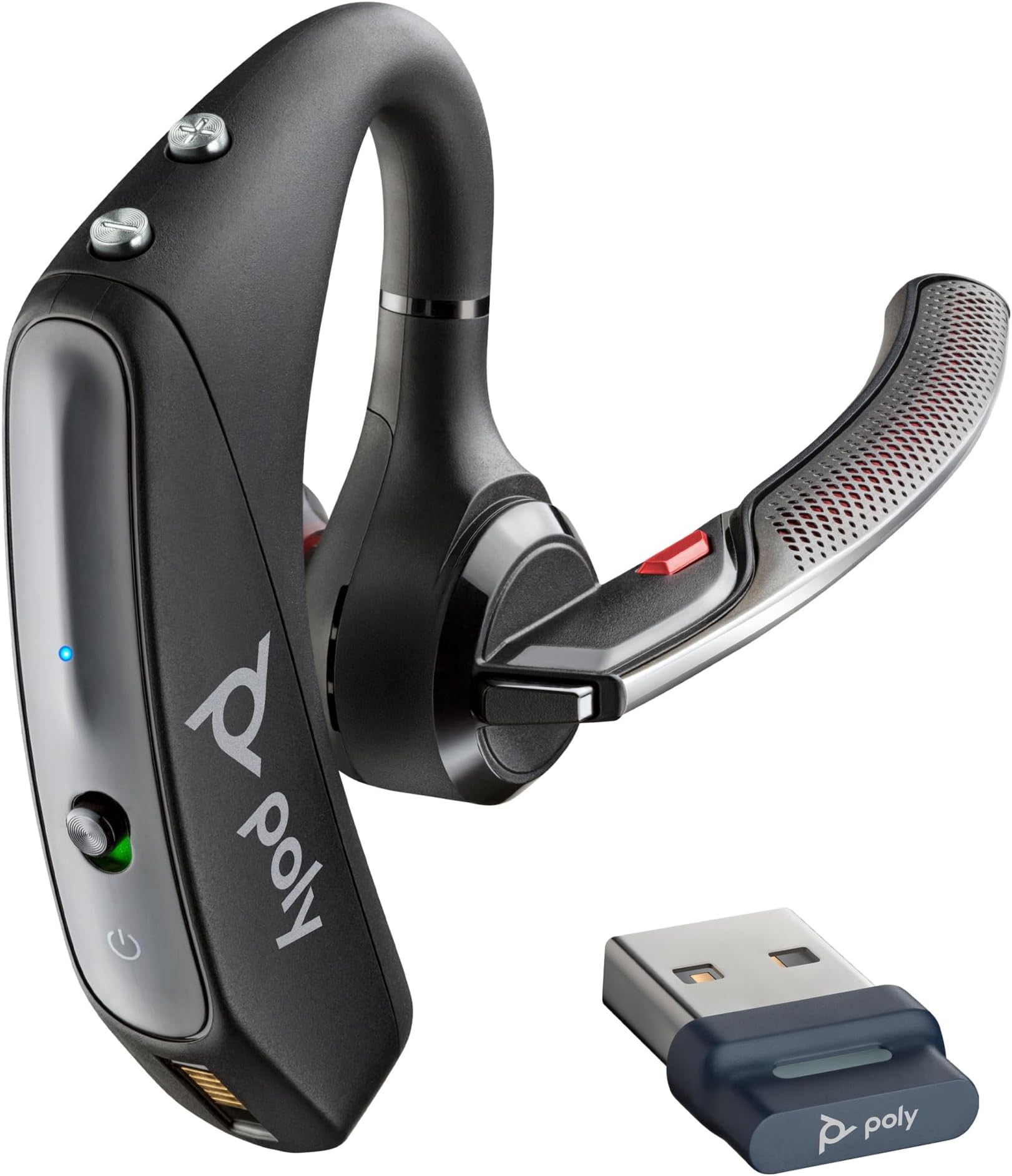 by Poly Voyager 5200 UC Wireless Headset & Charging Case - Single-Ear Bluetooth Headset w/Noise-Canceling Mic - Connect Mobile/Mac/PC via Bluetooth - Works w/Teams, Zoom - (206110-102)