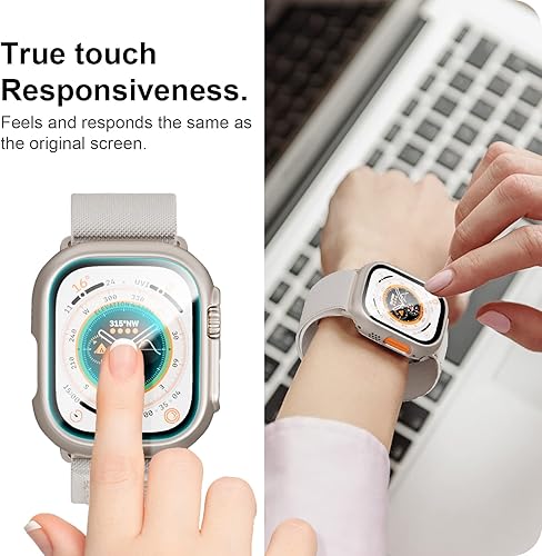 Miniatura 5 de JZK - Paquete de 2 fundas con protector de pantalla de vidrio templado para Apple Watch Ultra 2 (2023)Ultra de 1.929 in, protector delgado JZK de