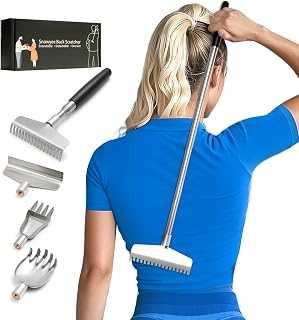 Snowyee Oversized Back Scratcher Detachable Backscratchers Extendable with Extra Large Wide Variety Heads for Women Men for Scratching Itch with Gift Box (4 Pieces/Black)