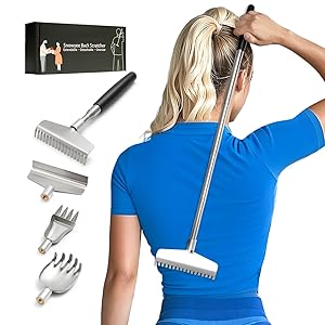 Snowyee Oversized Back Scratcher Detachable Backscratchers Extendable with Extra Large Wide Variety Heads for Women Men for Scratching Itch with Gift Box (4 Pieces/Black)