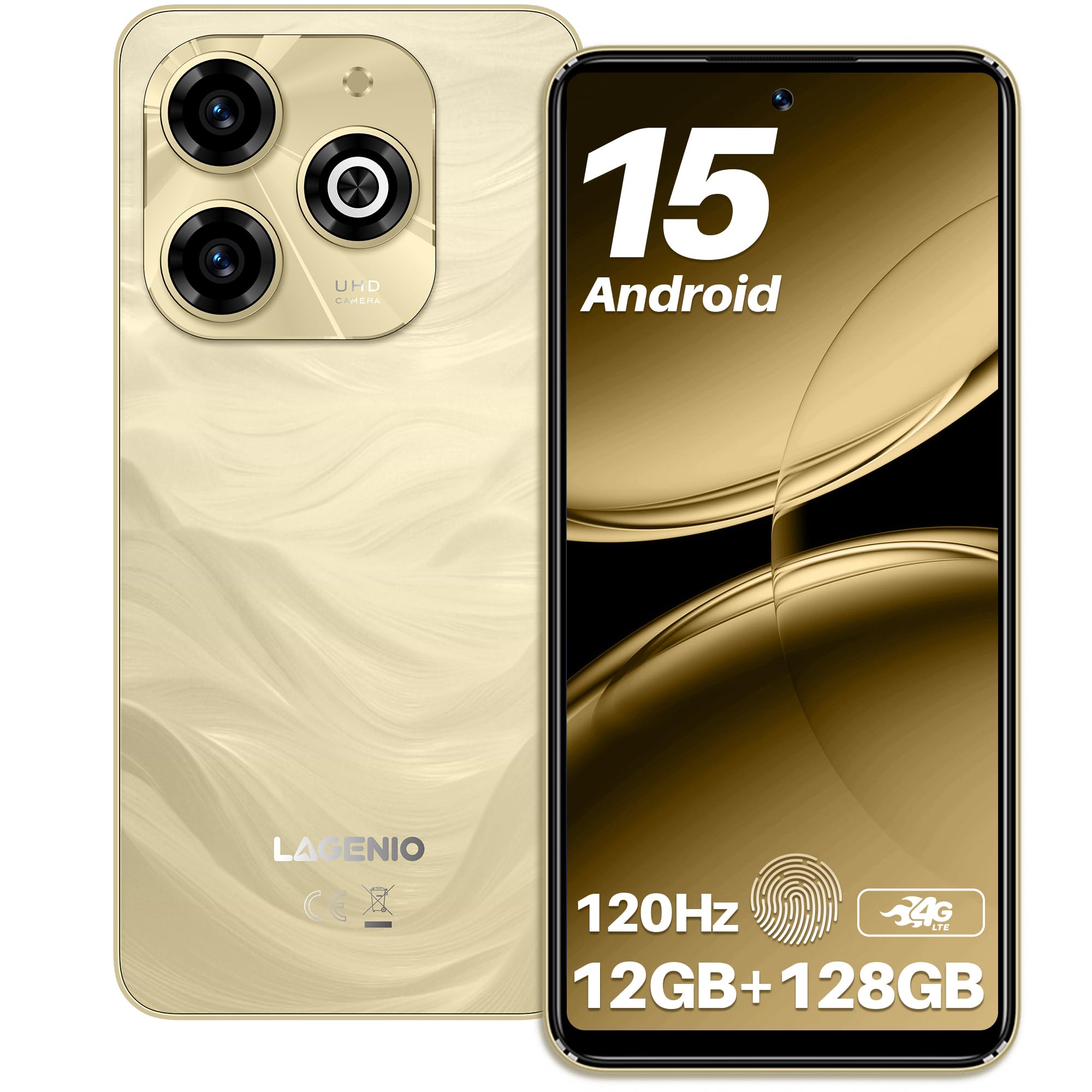 A11 Smartphone Android 15, 12GB RAM+128GB ROM/TF 1TB, 6.7'' HD+120Hz, Octa-Core Unisoc T7250 Telefono Cellulare, 5150mAh/13MP+8MP/Fingerprint/Face ID/4G Dual SIM/Widevine L1/OTG
