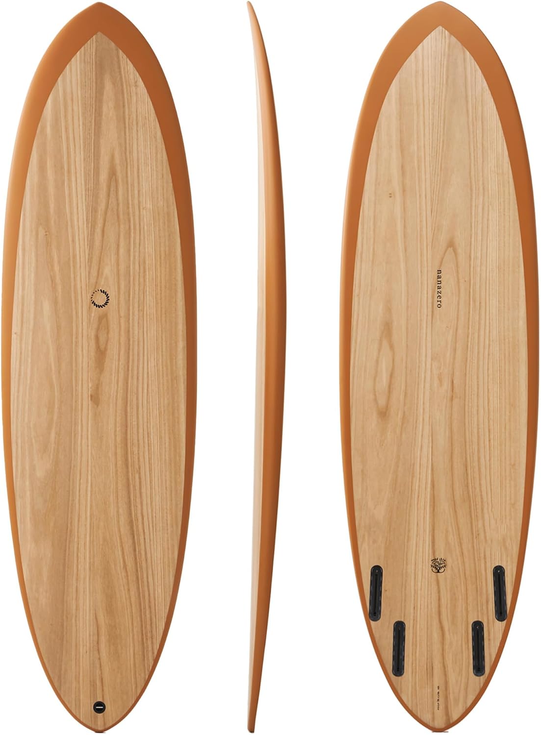 Wood Skin Surfboard Mid Length MID04 Quad 6'6" Wine Red, Durable and Light-Weight Structure