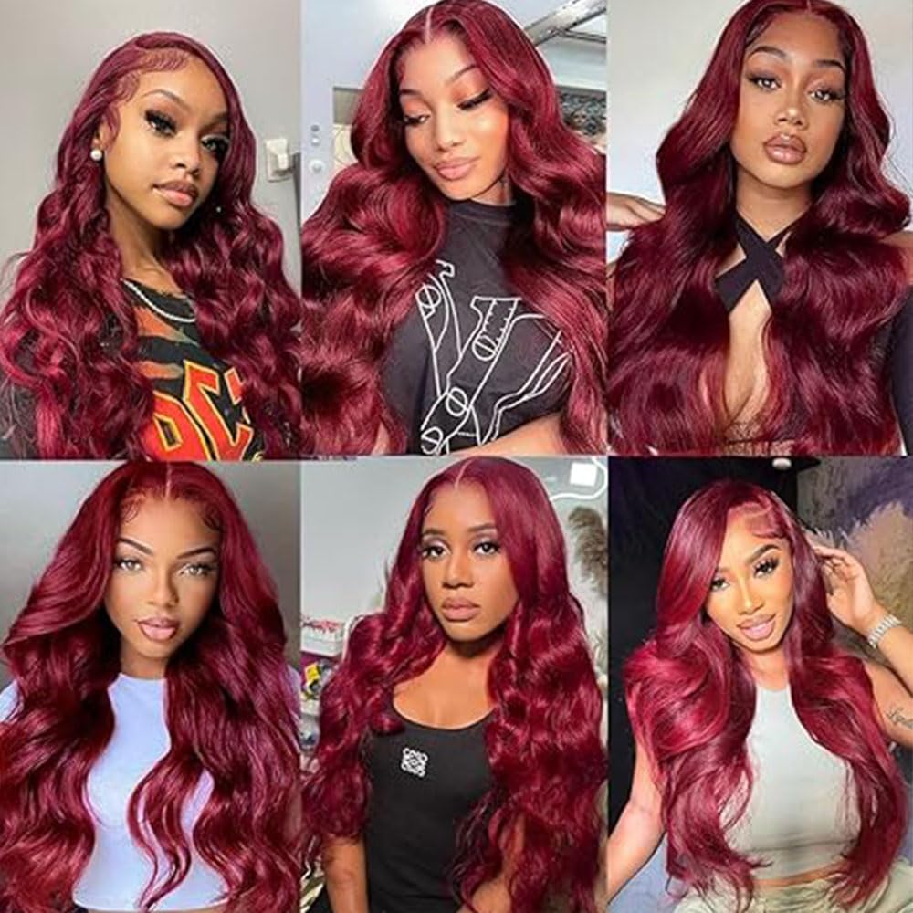 Burgundy Human Hair Bundles Body Wave 28 30 32 Inch Color 99J Burgundy Bundle Human Hair Extensions 50 Gram Per Bundle 150g Total Unprocessed Brazilian Virgin Hair