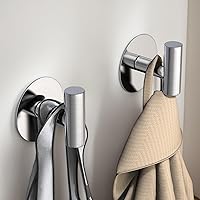 Vista 2 de Heavy Duty Self-Adhesive Coat Hooks, Stainless Steel Towel Hooks for Bags, Towels, Robes, Hats, Aprons – No Drill Bathroom, Kitchen, Hotel Wall