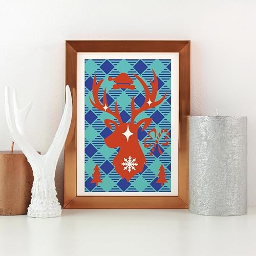 Miniatura 6 de INFUNLY Plantillas de pared para pintar, 6 plantillas de Navidad reutilizables de 11.8 x 8.2 pulgadas, fondo a cuadros para paredes, Papá Noel