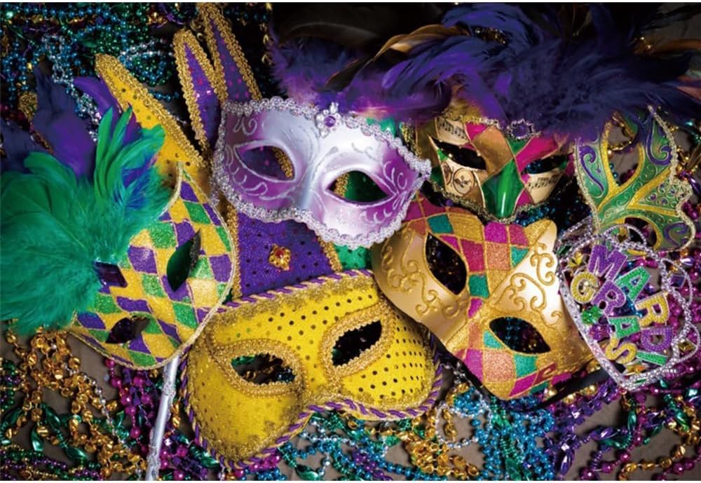 Kolorowa maska, tło, Mardi Gras, karnawał, maskarada, przebranie, studniówka, artykuły imprezowe, dekoracje, tło do fotografii, festiwalu, fiesty, przyjęcie urodzinowe, baner, rekwizyty, 4,5