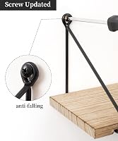 Afuly Rusztikus Fali Polc Szett - Natúr Fa és Fekete Fém Kombinációja - 2 db Könnyű Polc Fürdőszobába, Nappaliba, Konyhába - 40x15,5 cm 6