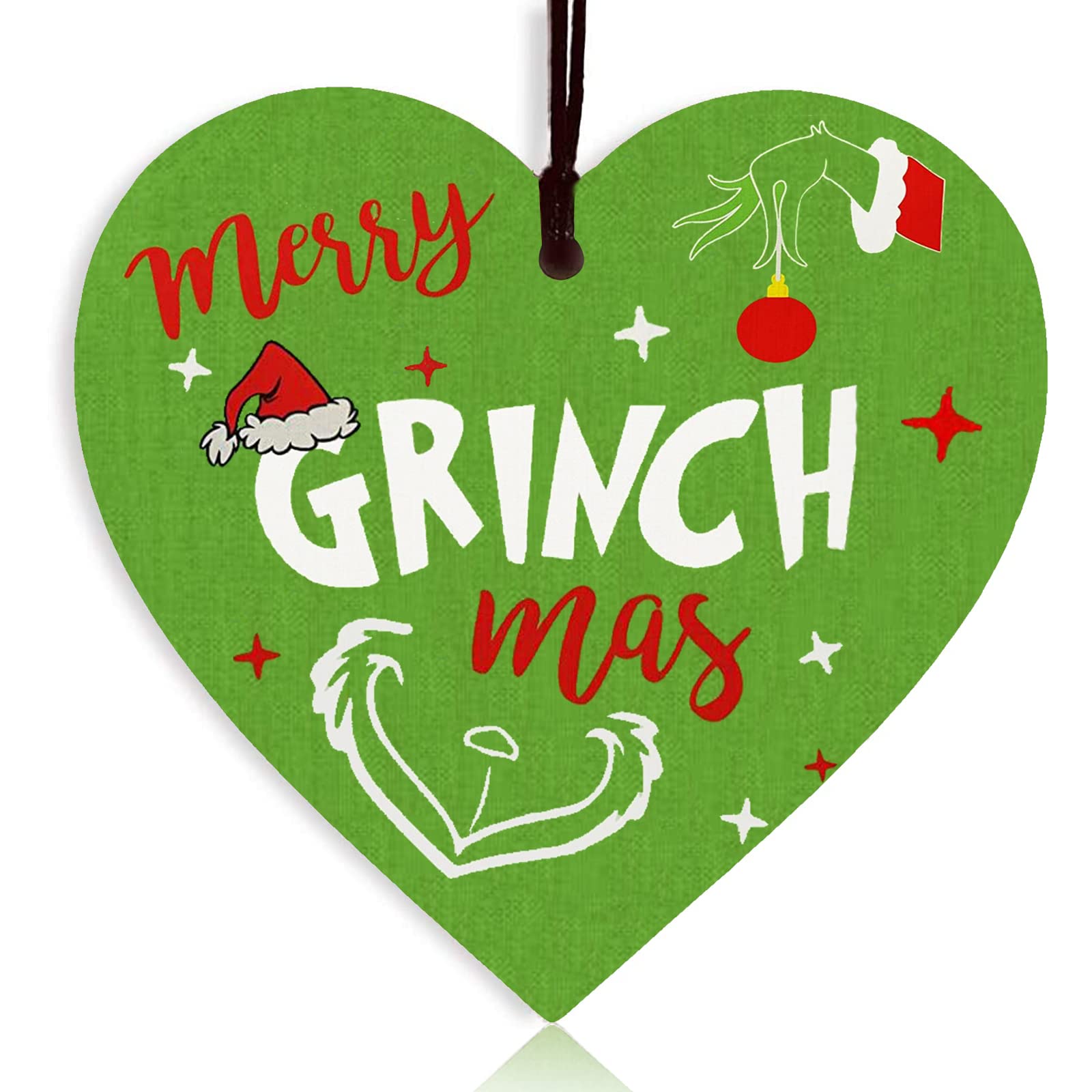 AidiChristmas Wooden Heart Sign, Merry for Kids, Wooden Christmas Tree Decorations, Xmas Tree Decorations, Christmas Party Supplies