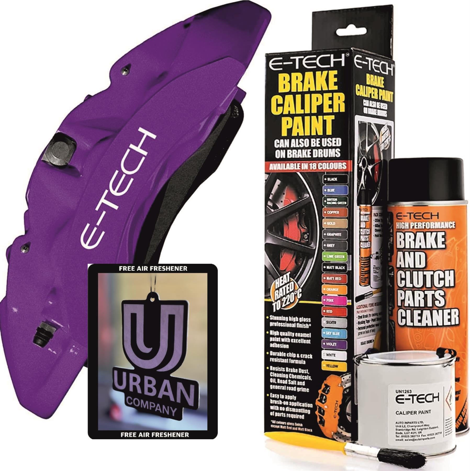 The Urban Company Purple Brake Caliper Paint Complete Kit Inc Paint/Cleaner & Brush Enough For Calipers Inc Free Air Freshener