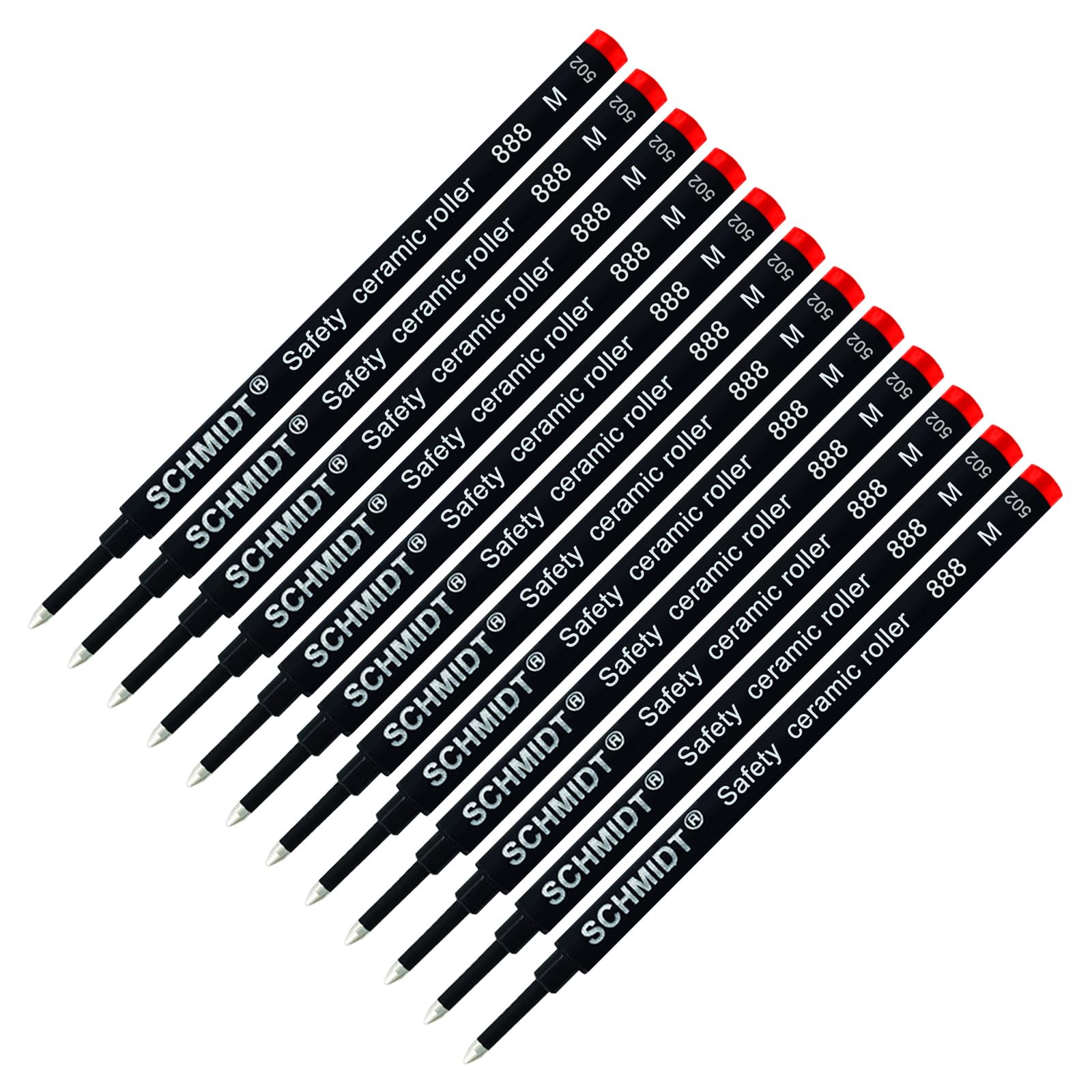 Schmidt 888 M Safety Ceramic Rollerball Refill - Red Ink (Medium Tip 0.7mm) - Pack of 12