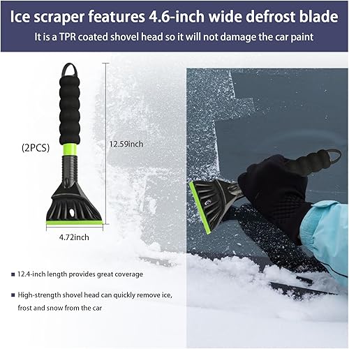 Miniatura 2 de 2 PCS Ice Scraper for Car Windshield, Scratch-Free Auto Window Snow Scraper with Foam Handle to Remove Snow, Frost and Ice, Portable Snow Removal