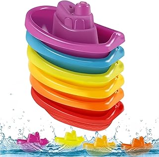 AMERTEER 6PCS Boat Set For Toddlers & Kids - Floating Toy Boats For Bath