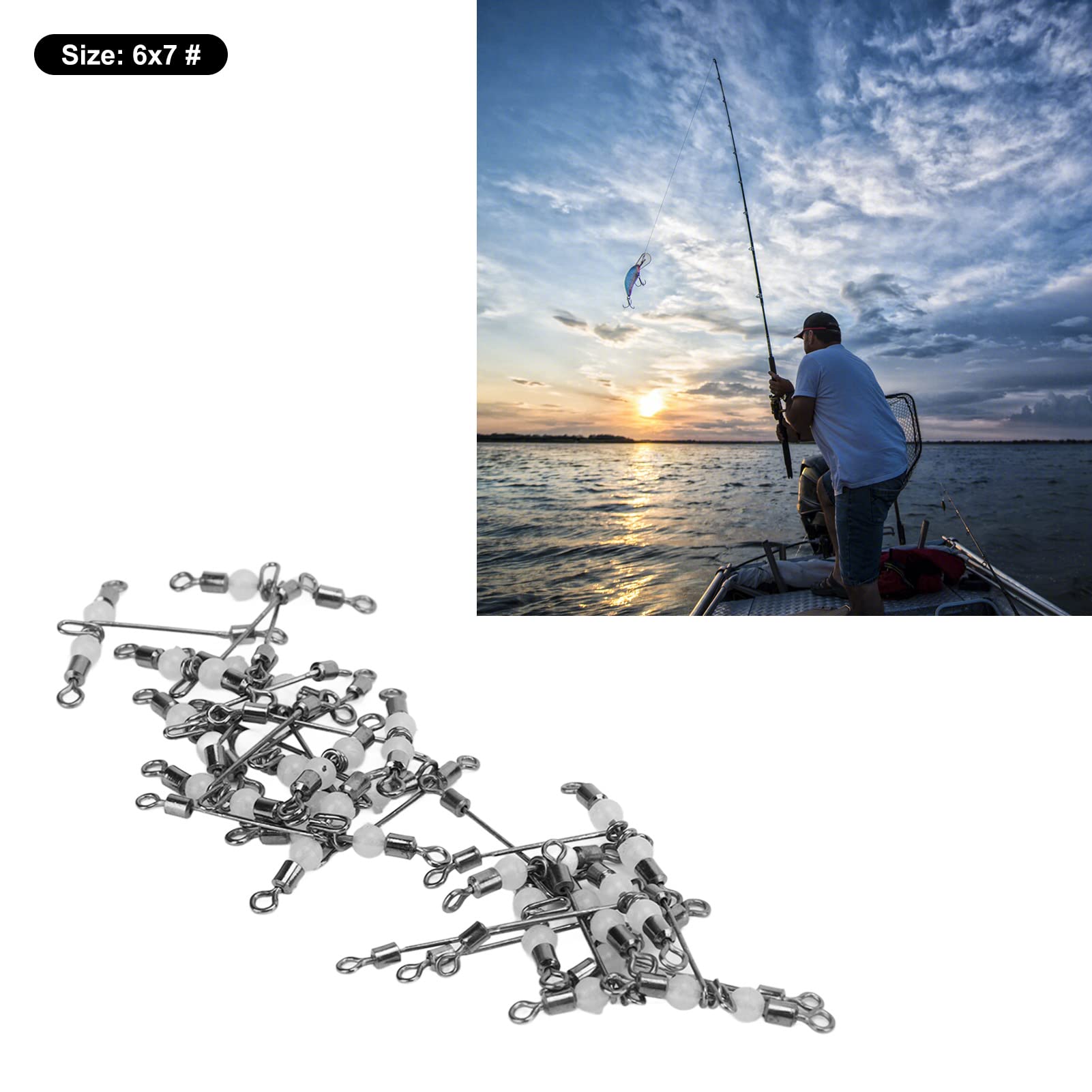 Leurre Peche Mer Connecteur De Ligne De Pêche à Crochet Pivotant à Clip De Tige Accessoires Pêche Leurres émerillons 30 Pièces