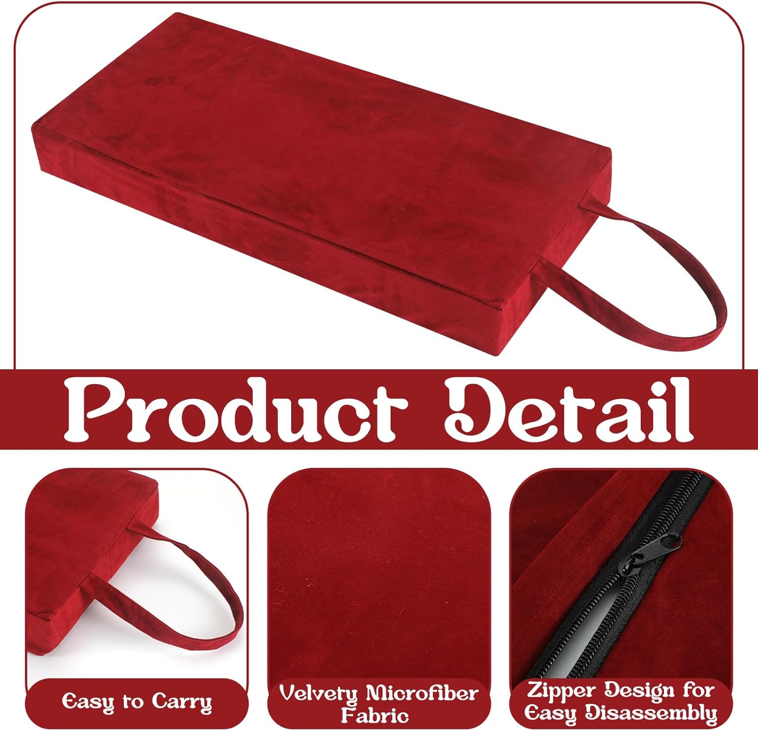 Personal Prayer Kneeler Pad 18 3/4 Inch Christian Kneeling Pillow Microfiber and High Density Foam Personal Religious Prayer Kneeler Pad Pillow Bench for Kneeling Christian Gift(Burgundy)