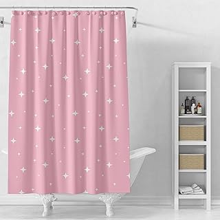 Plastic Shower Liner - Premium EVA 5G Shower Curtain Liner with Rustproof Grommets and 3 Weighted Magnets, Waterproof Shower Curtains for Bathroom (Pink Star, 72" x 72")