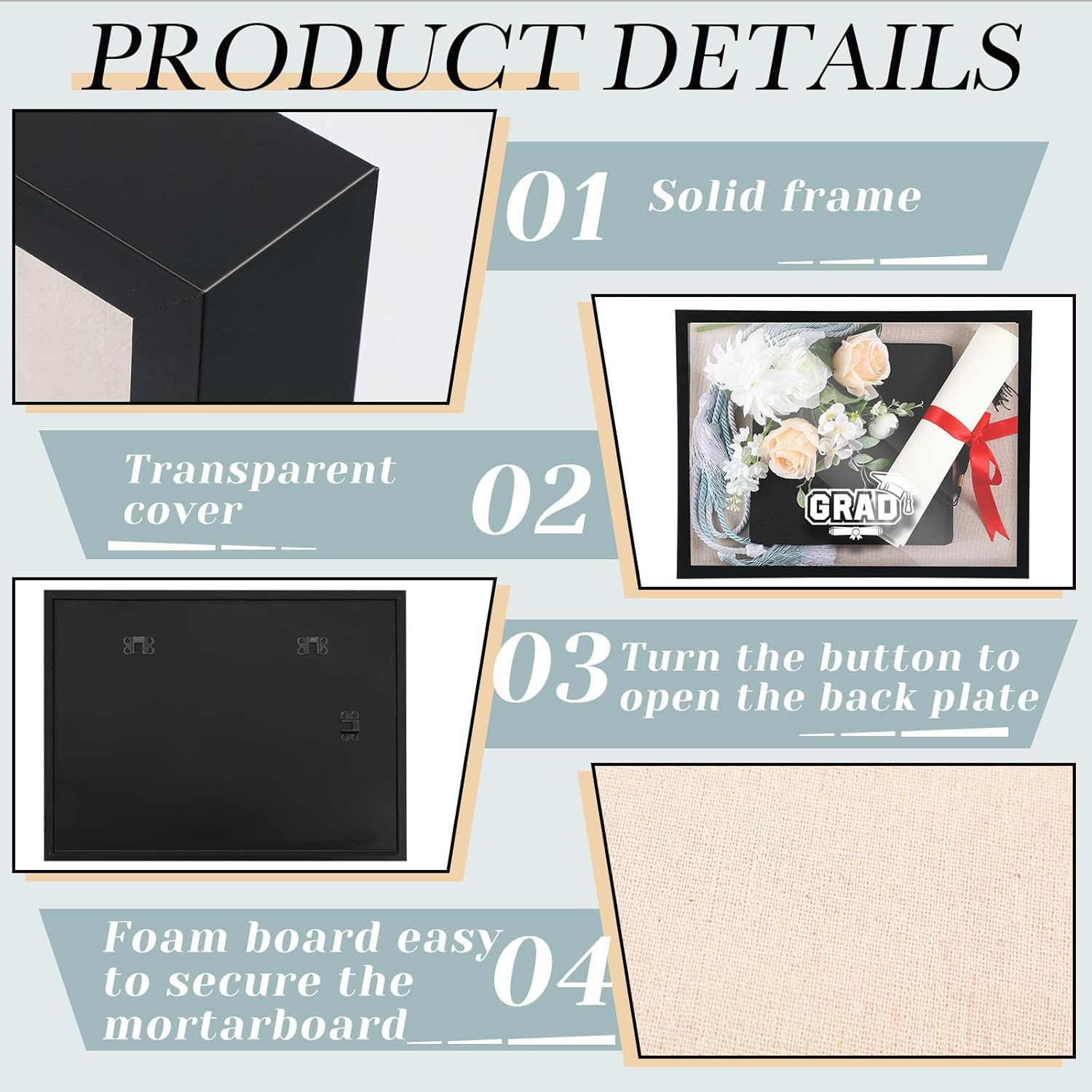 Huwena Graduation Shadow Box Frame 11.8 x 15.8 Inch Display Case Picture Diploma Frame with Tassel Holder Graduation Keepstakes Memory Box for Cap and Gown Tabletop and Wall Display Party Gifts(Black)