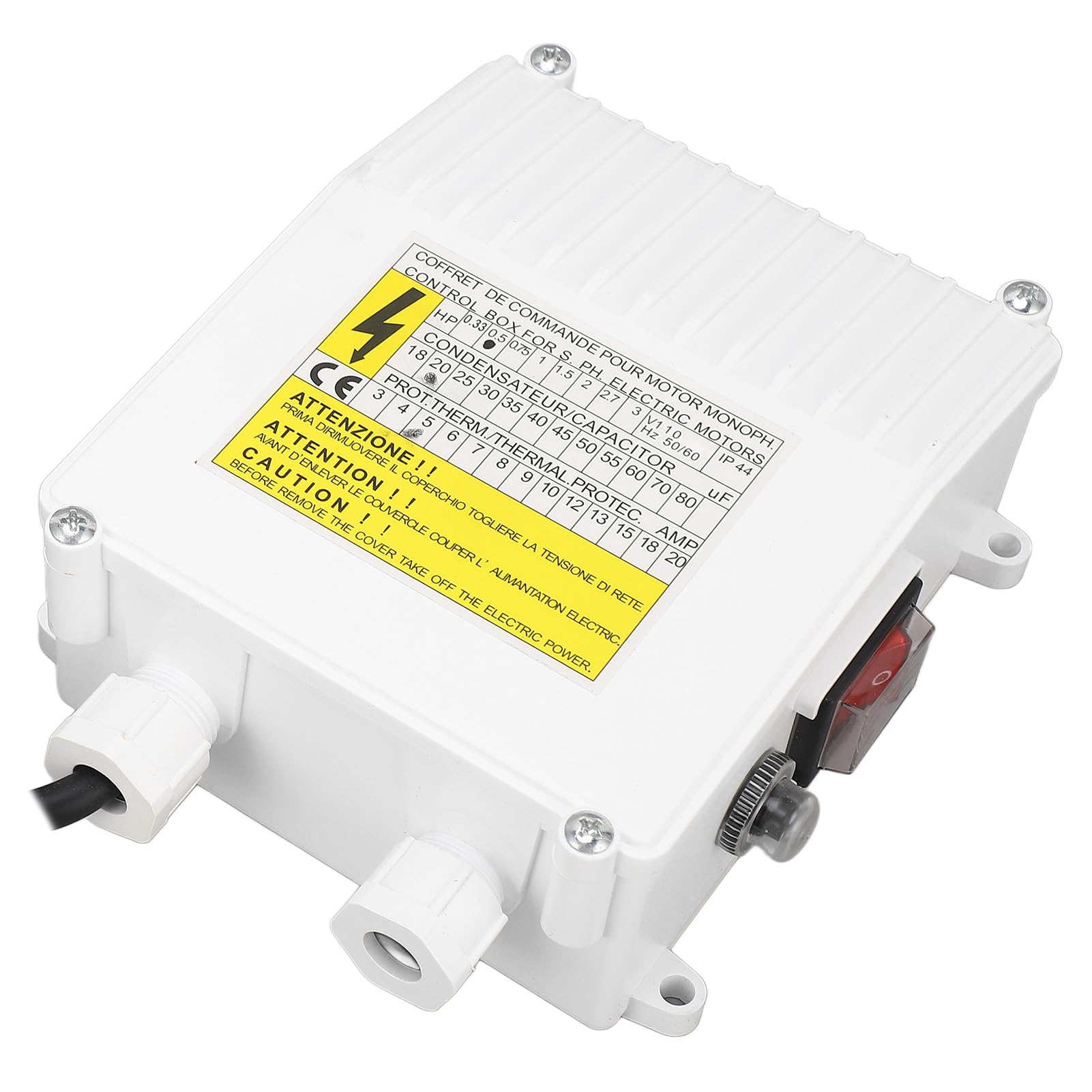 Well Pump Control Box, 370W 0.5HP Submersible Pump External Switch Controller with Thermal for Household Industrial (US Plug 110V)