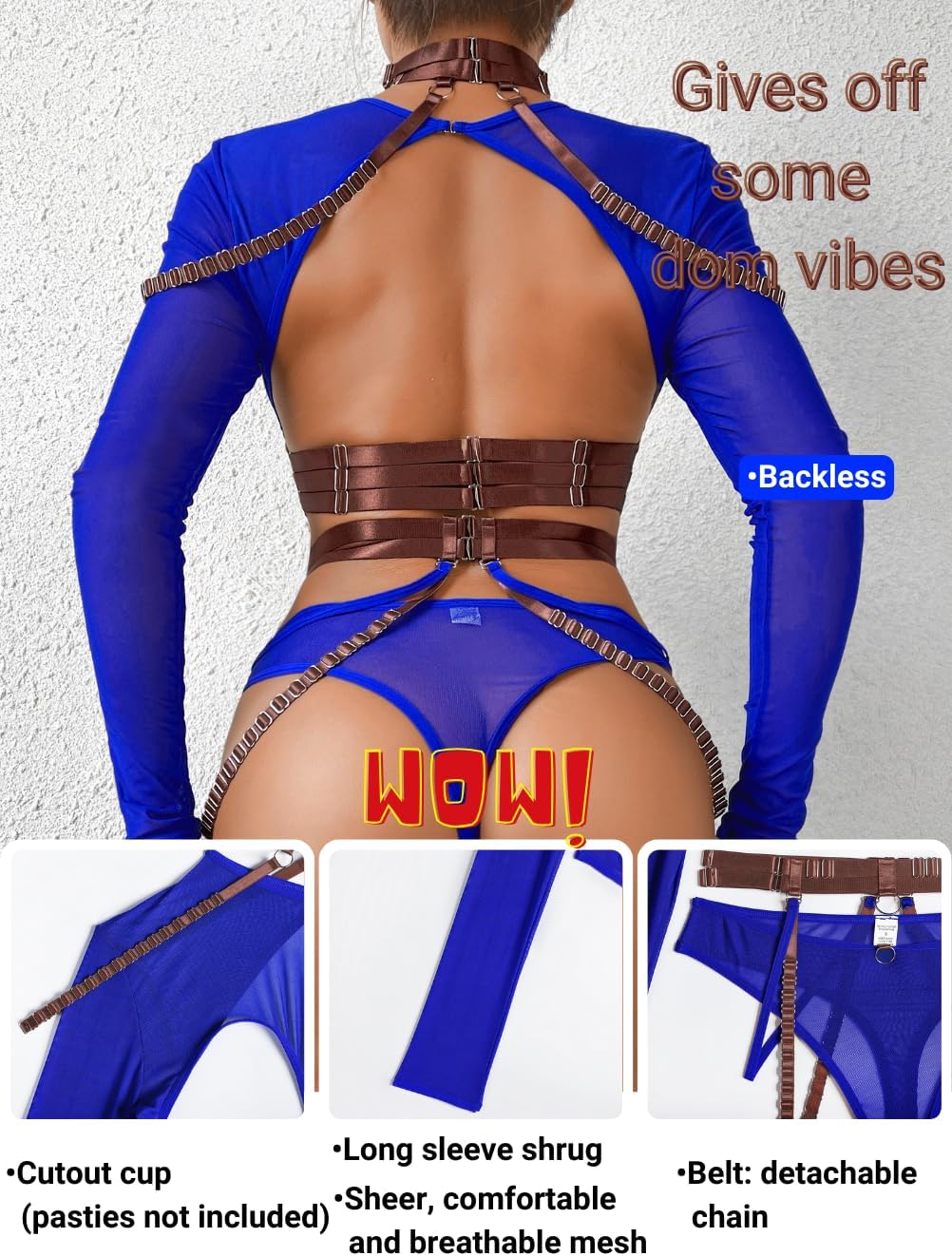 Kaei&Shi Rave Outfit, Adjustable Strappy, Contrast Color, Choker, Chain Belt - Image 3