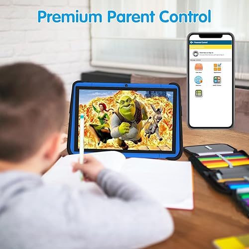 Miniatura 5 de Tableta Android para niños de 10 pulgadas para niños, tableta de aprendizaje para niños pequeños con cámara dual WiFi, tableta para niños pequeños