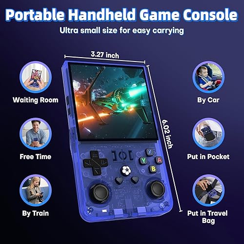 Miniatura 3 de R36 Max - Consola de juegos retro, consola de mano retro con sistema Linux de pantalla de 4.0 pulgadas, tarjeta TF 64G, 4000 mAh recargable portátil