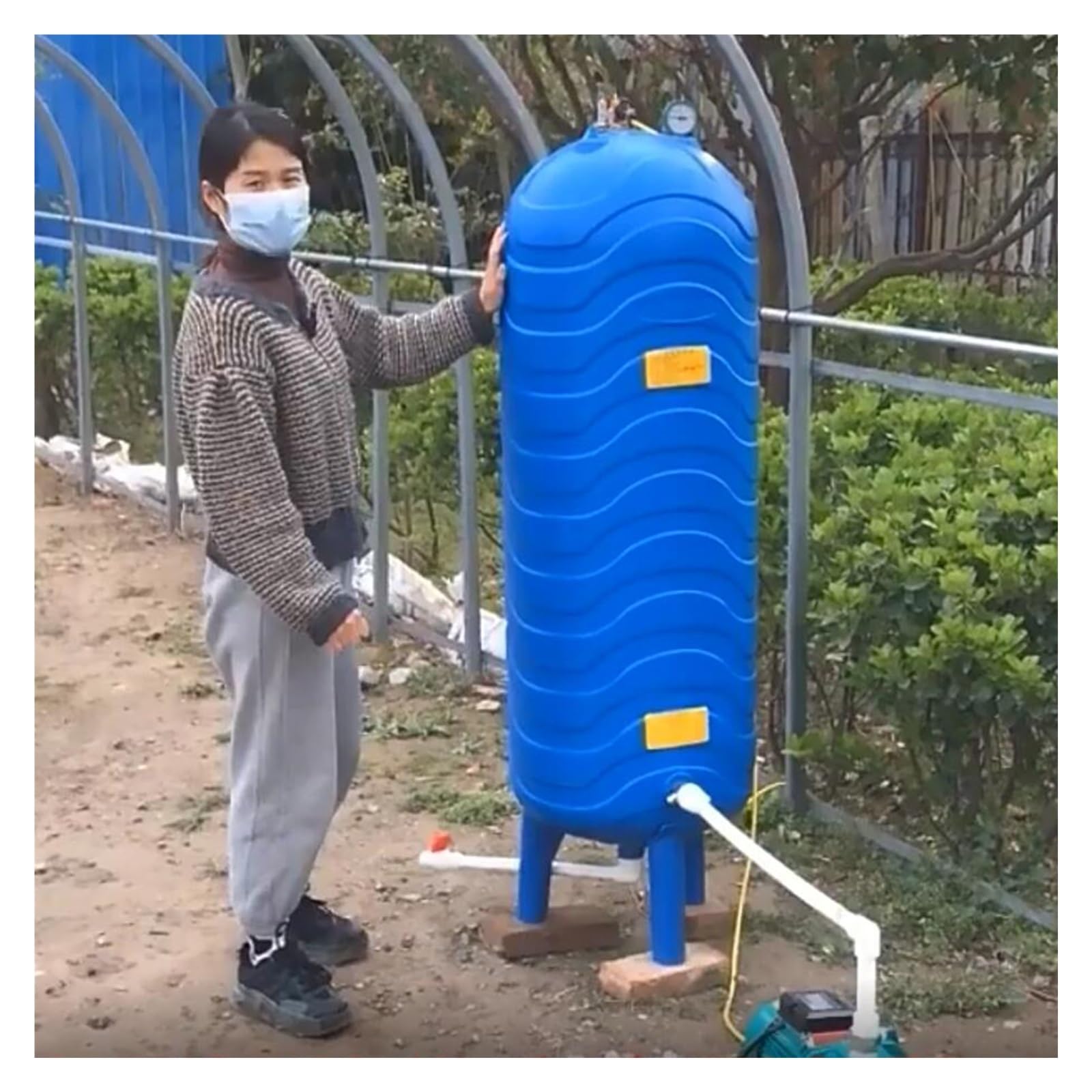 Serbatoio di accumulo per Acqua di pozzo ad Alta Pressione per Uso Domestico, Torre di Pressione per Acqua di pozzo Completamente Automatica di Colore Blu, opzioni di capacità: 50/100/120/15