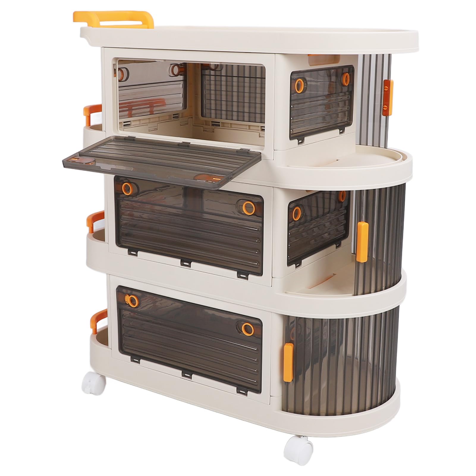 Rengue Carrito Utilitario con Ruedas, Organizador con Asa, Material PP, Panel Transparente con Ruedas, para Carrito Utilitario con para Cocina y Baño, Almacenamiento de Varios Niveles para el Hogar