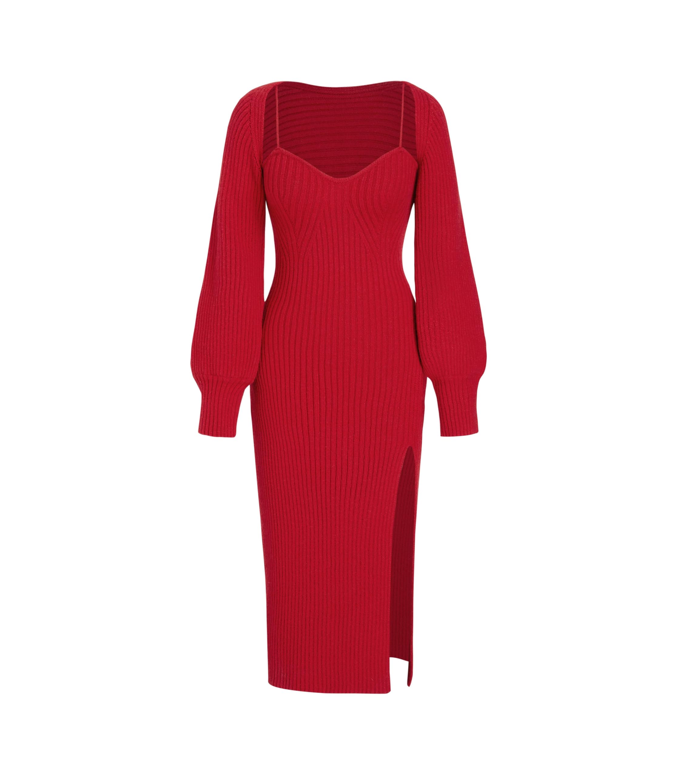 CIDER 2 Piece Sweater Dresses for Women Winter Slit Long Sleeve Womens Midi Dress Pullover Bodycon Wedding Guest