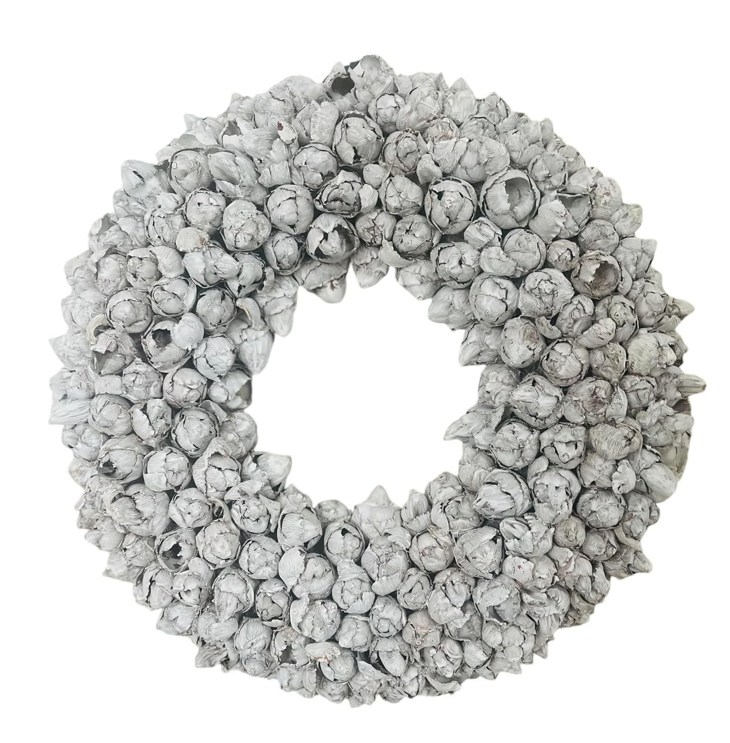 Shabby-weißer Kranz/Türkranz/Wandkranz mit Coco-Früchten 40 oder 55 cm Durchmesser (S)