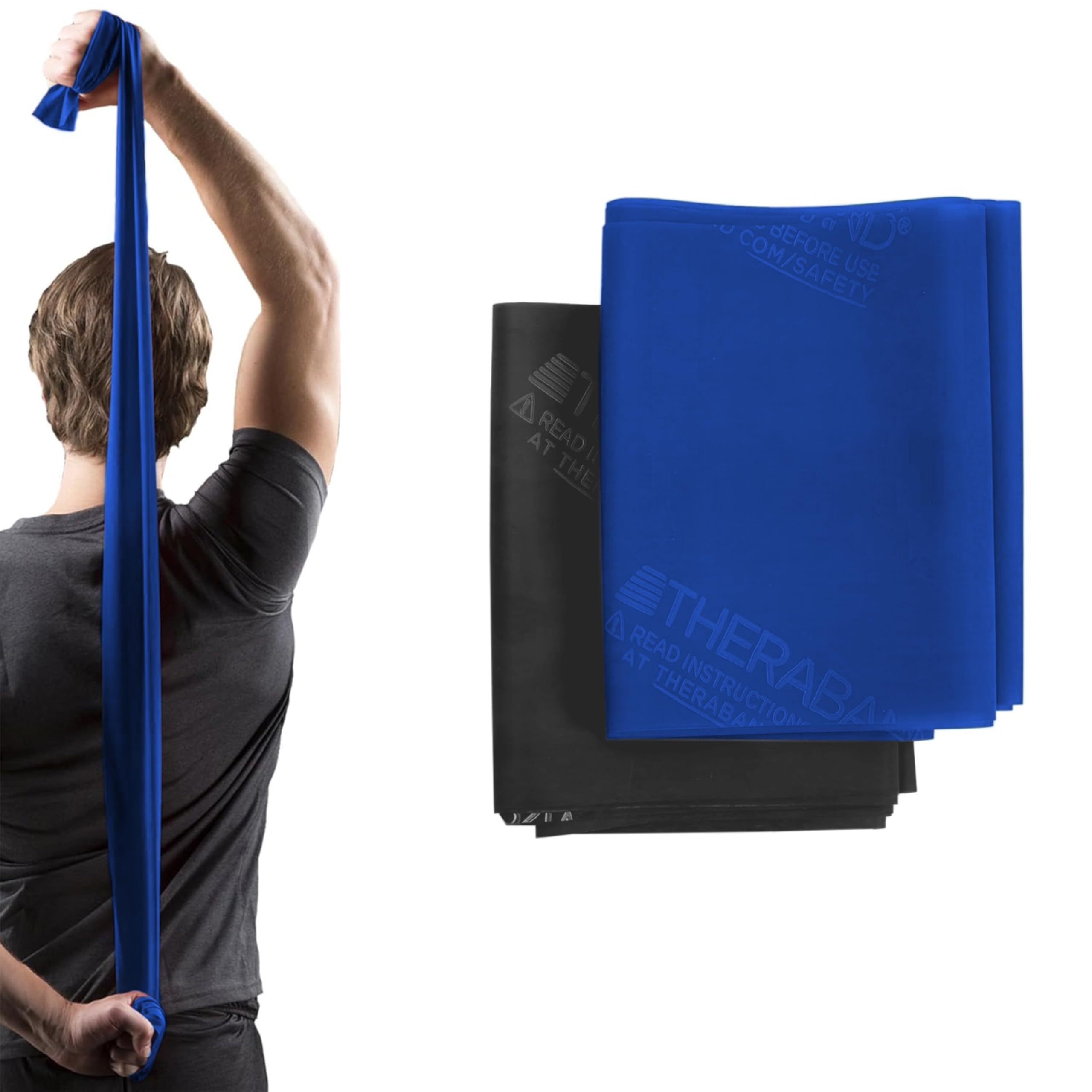 Resistance Bands Set, Professional Latex-Free Elastic Band For Upper & Lower Body Exercise, Strength Training, Therapy, Pilates, Rehab, Advanced Pack Blue / Black