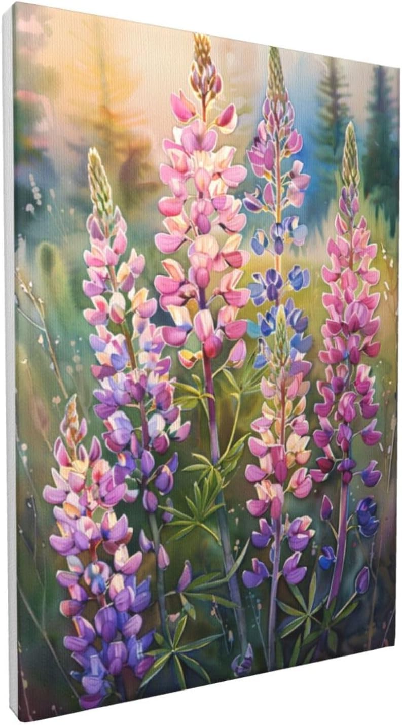 MA6GE8DE Garden Yard Wall Art Decor Lupin Bean Painting Canvas,Farmhouse Living Room,Garden,Bedroom Wall Decor Accessories,Classic Flower Modern Art Posters & Prints,Gift For Flower Lovers 12x18 inch