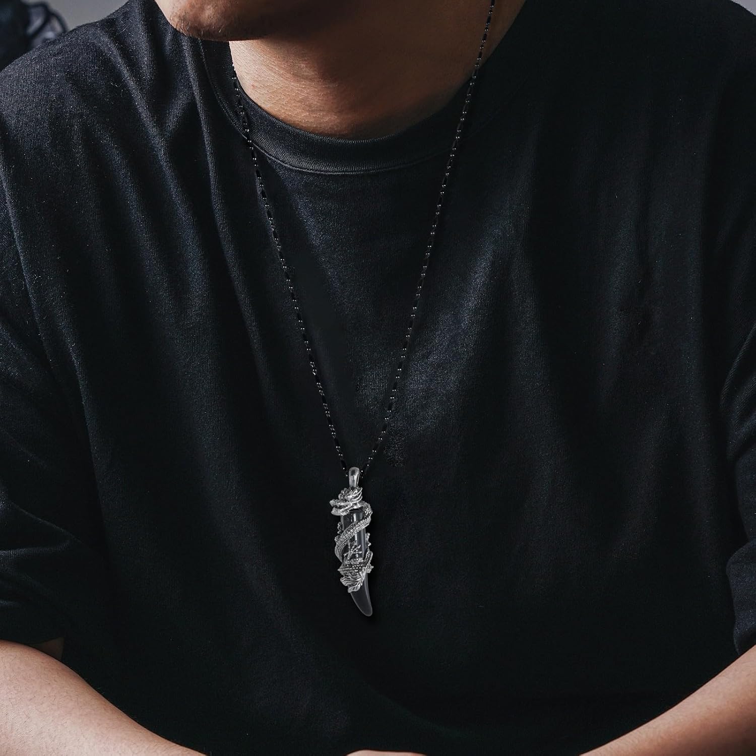 TUMBEELLUWA Dragon Pendant Necklace Wolf Crystal Stone Birthstone Protection Amulet Fengshui Jewelry Gift for Men Women - Image 3