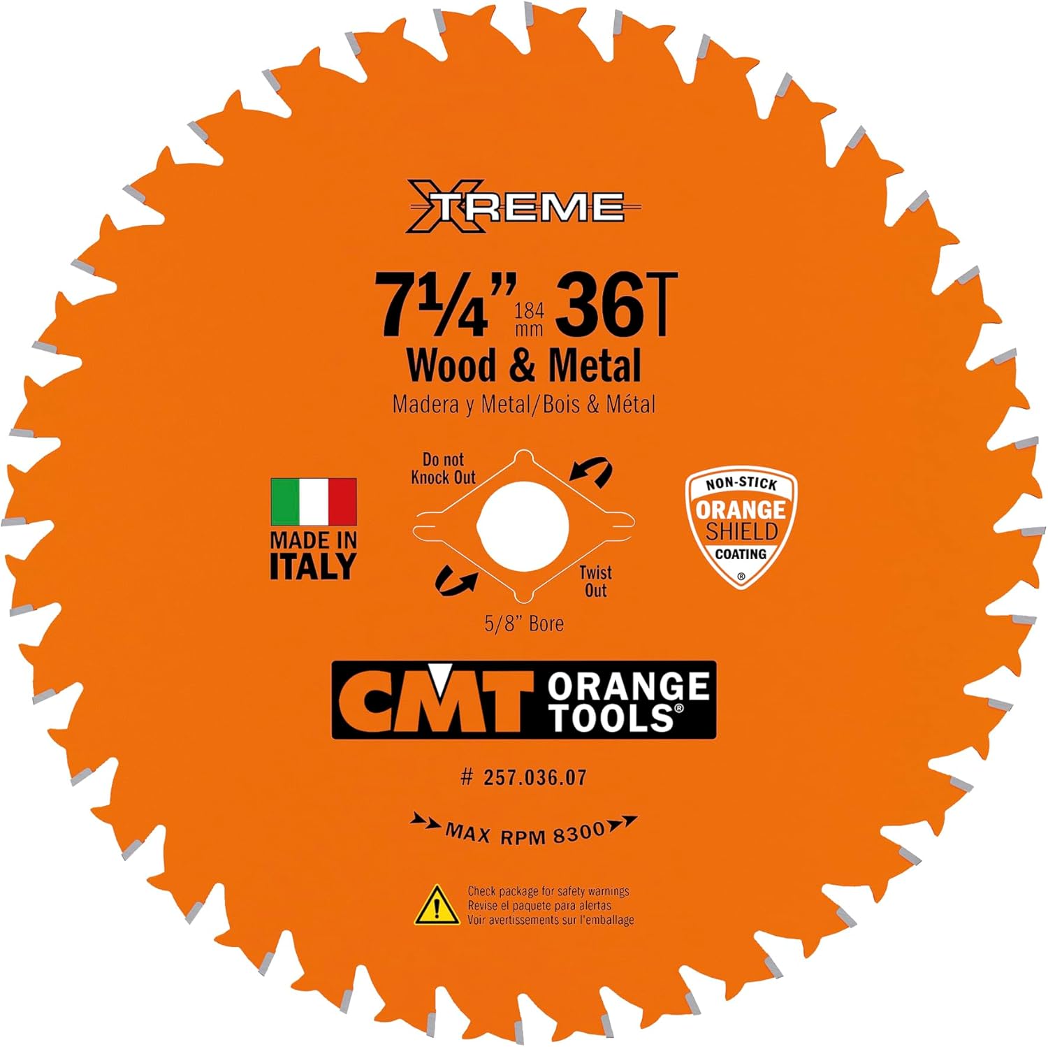 CMT ORANGE TOOLS 257.036.07 Wood & Metal ITK 7-1/4 - T36