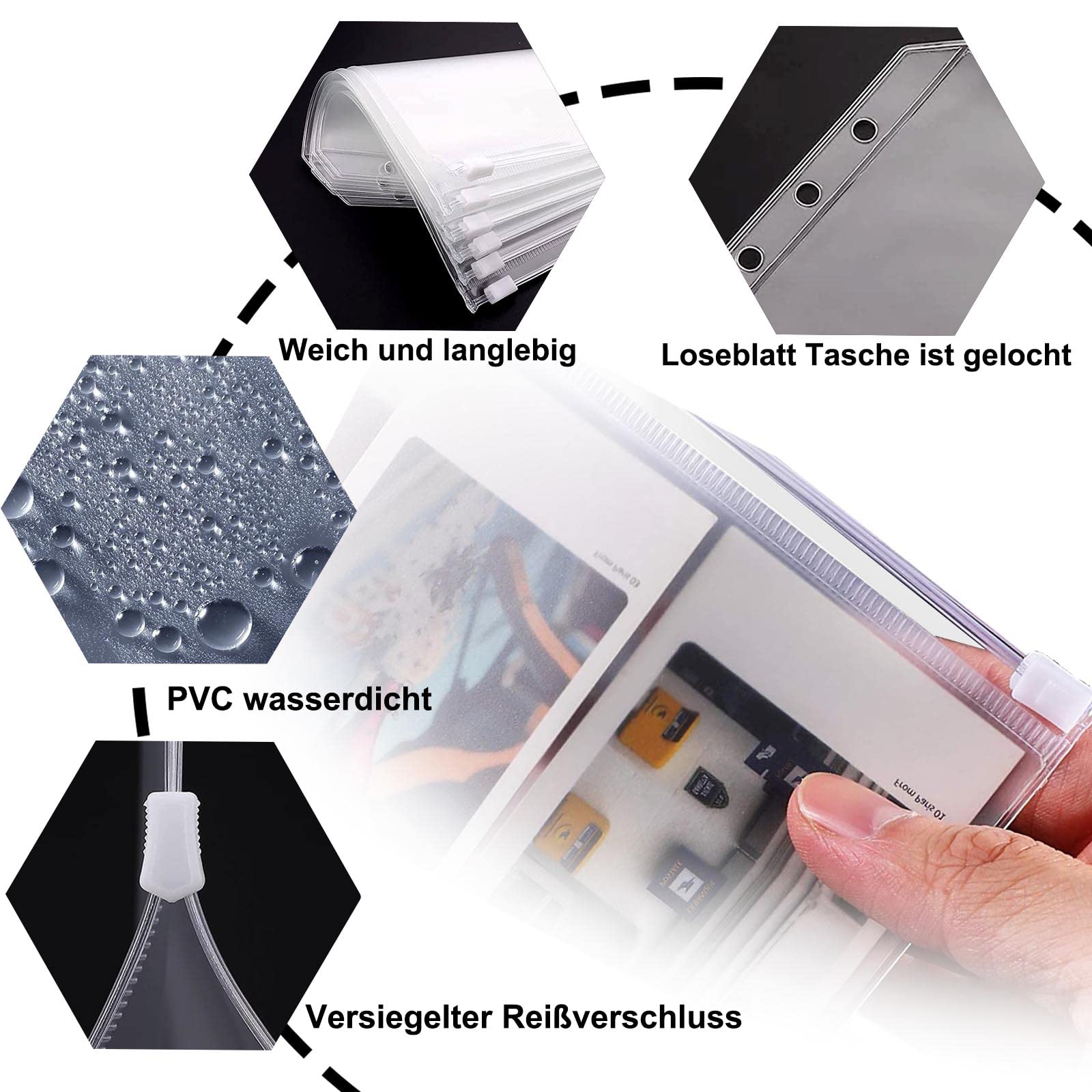 24 Tasche Raccoglitore A6 Con Cerniera | Buste Trasparenti Impermeabili 6 Fori | Per Carte, Soldi E Documenti - Foto 12