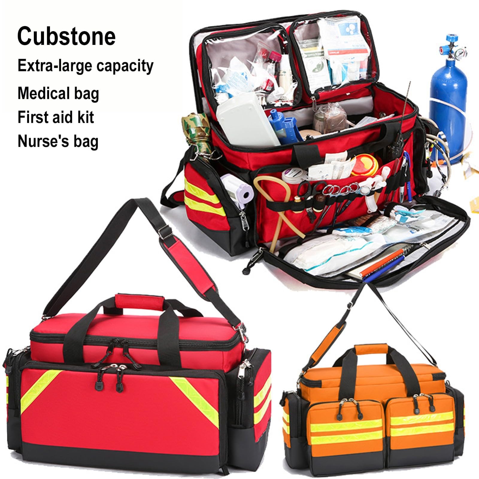 Erste Hilfe Kit Leer,Reiseapotheke Wasserdicht Prävention Verschleiß Widerstehen Erste Hilfe Tasche mit Reflektierende und Verstellbare Schultergurte Streifen für Arbeitsplatz Outdoor(Navy blue)