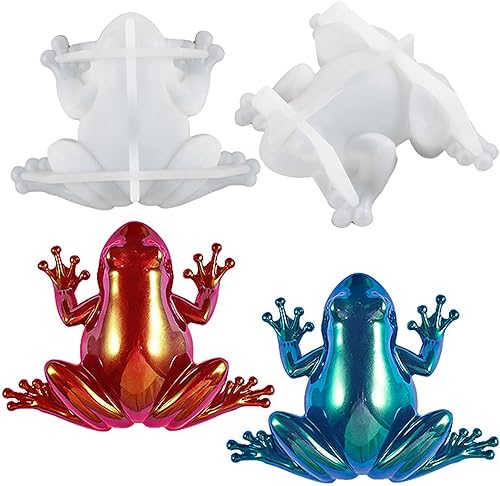 2 moldes de resina de rana, molde de resina de silicona animal 3D para fundición epoxi, molde de silicona en forma de rana para bricolaje, resina de