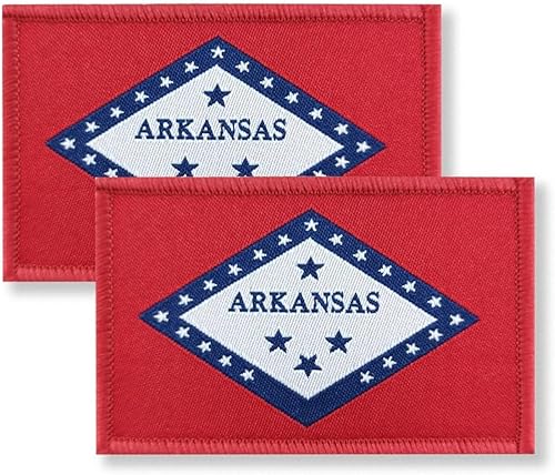 Overdecor Parches militares tácticos de la bandera de Arkansas, cierre de velcro, paquete de 2