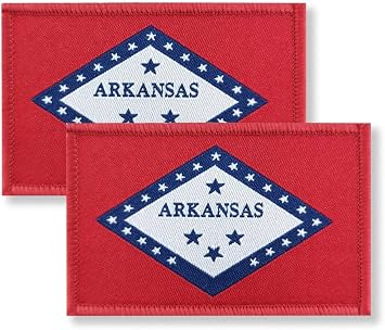 Overdecor Arkansas Flag Patch Tactical Military Patches - Hook and Loop Fastener, 2 Pack