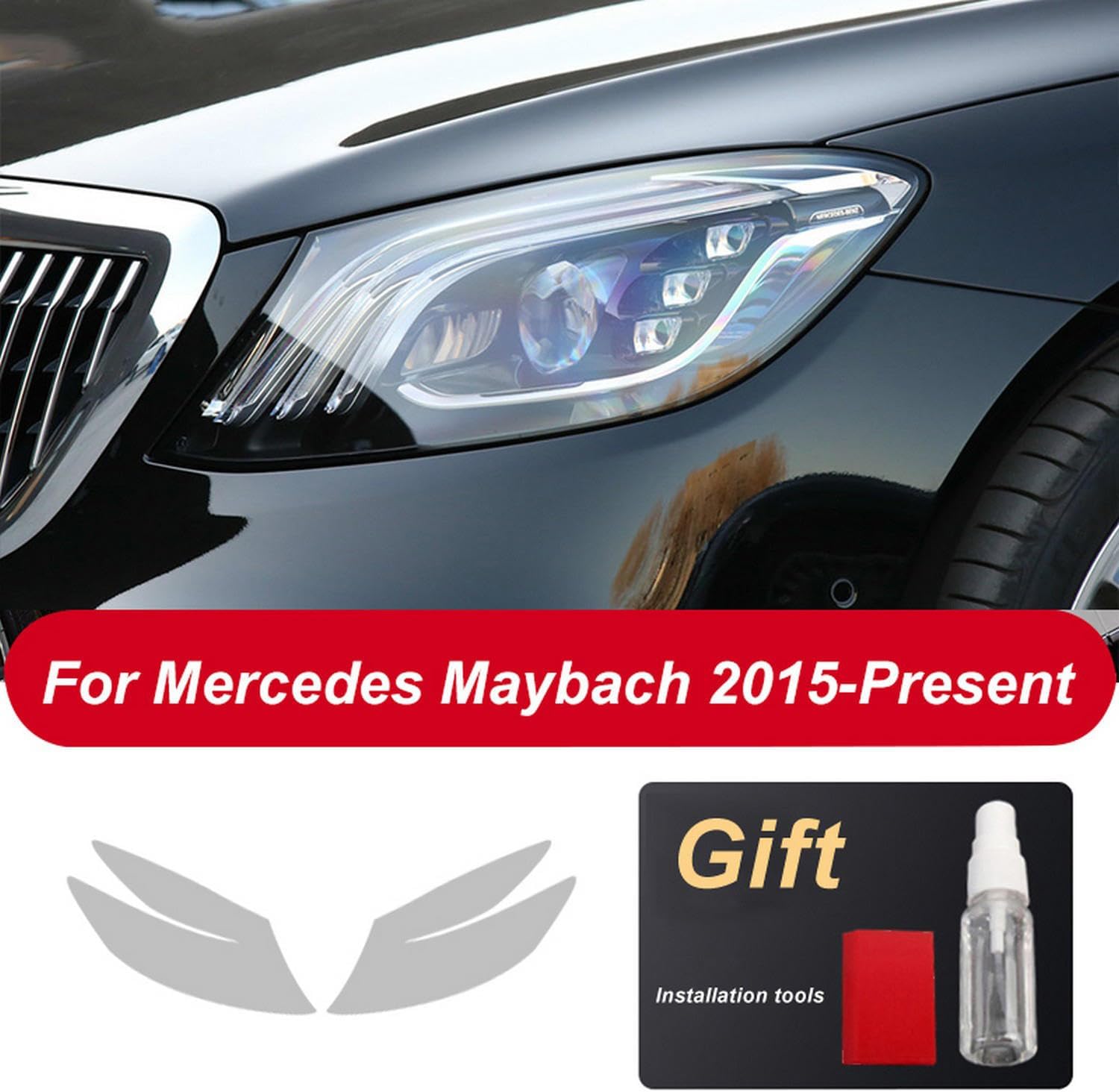 2 Pcs Car Headlight Protective Film Restoration Transparent TPU Sticker，for Mercedes Benz A C E S CLA ML CLS SLK SLC SL Class AMG GT Maybach