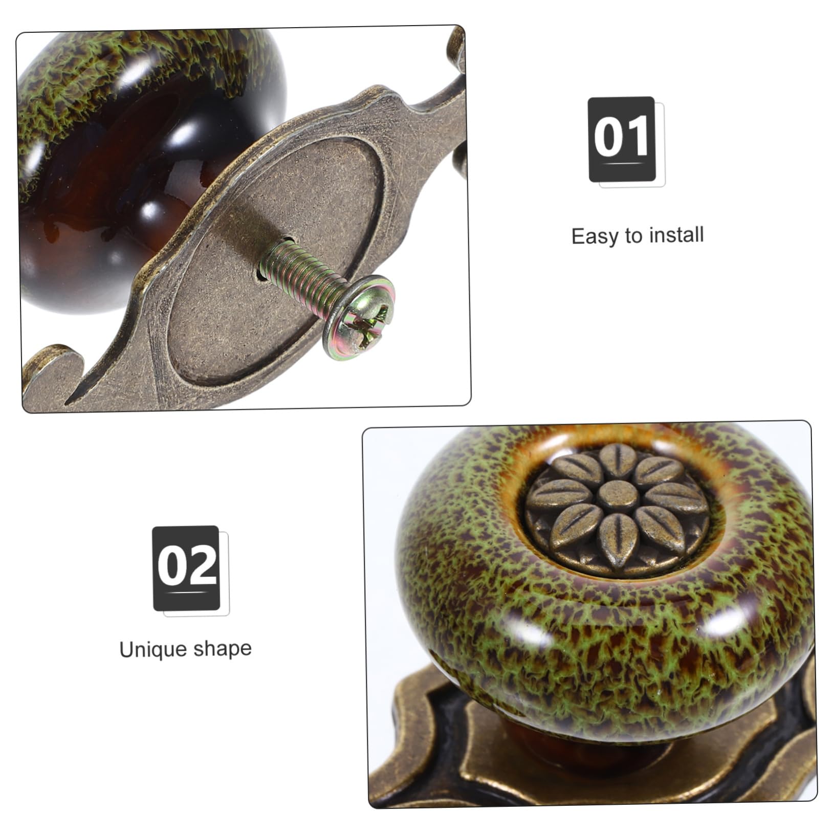 10 Pomelli per Mobili Verde in Lega di Zinco, Design Etnico Vintage, Facili da Installare, per Armadi e Cassetti