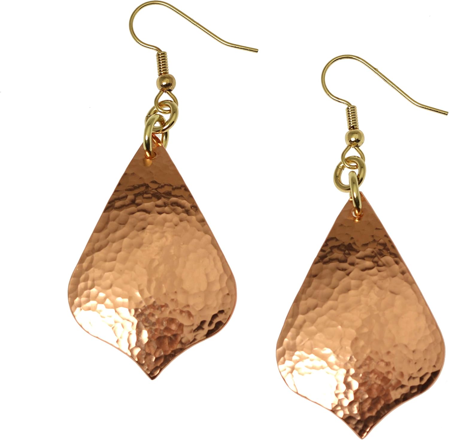 Hammered Copper Arabesque Drop Earrings