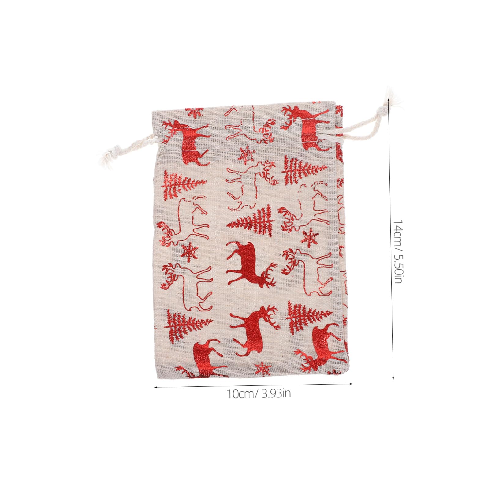 JECOMPRIS 50pezzi Sacchetti Di Natale Lino Cotone Con Chiusura Corda Di Sacchetti Per Regali Caramelle e Dolci Design Festivo Con Renne Rosse Per Feste e Occasioni Speciali