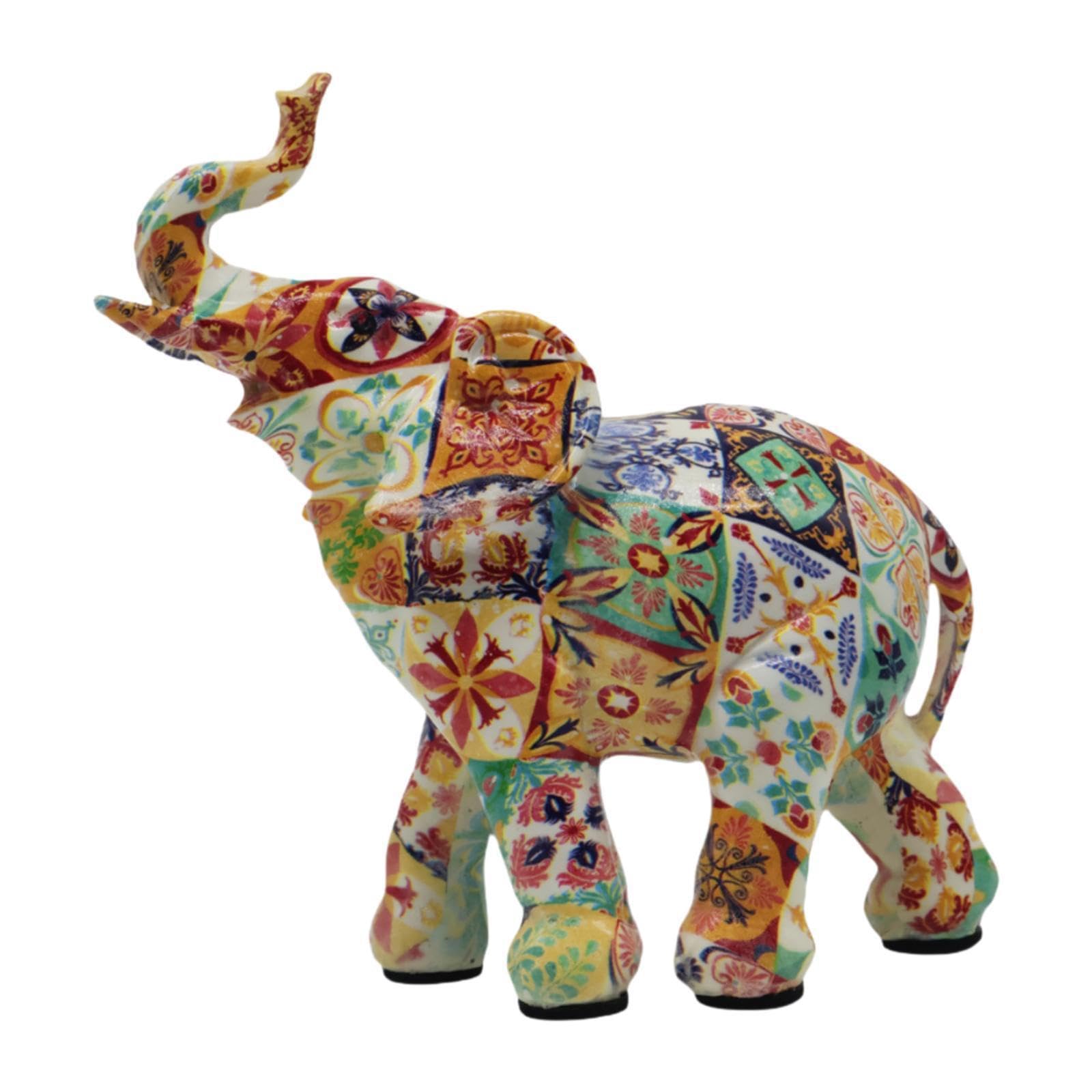 TWISAXC for Creative Elephant Resin Statue Desktop Figurine Colorful Decorative Ornament Craft For Housewarming Gifts Elephant Statue Shelf Desk Office Home Decoration, Brown, 12x5.4x12.7cm