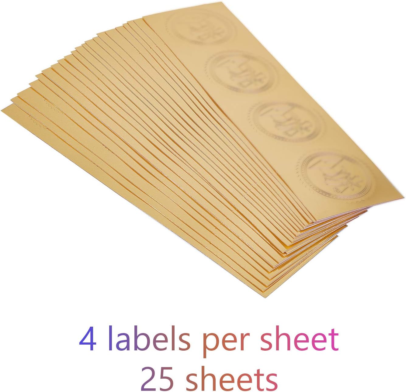 CRASPIRE 100pcs Gold Foil Certificate Seals with Love Embossed Gold Certificate Seals 2" Round Self Adhesive Embossed Stickers for Wedding Invitations Party Favors Envelopes Graduation Seals : Office Products