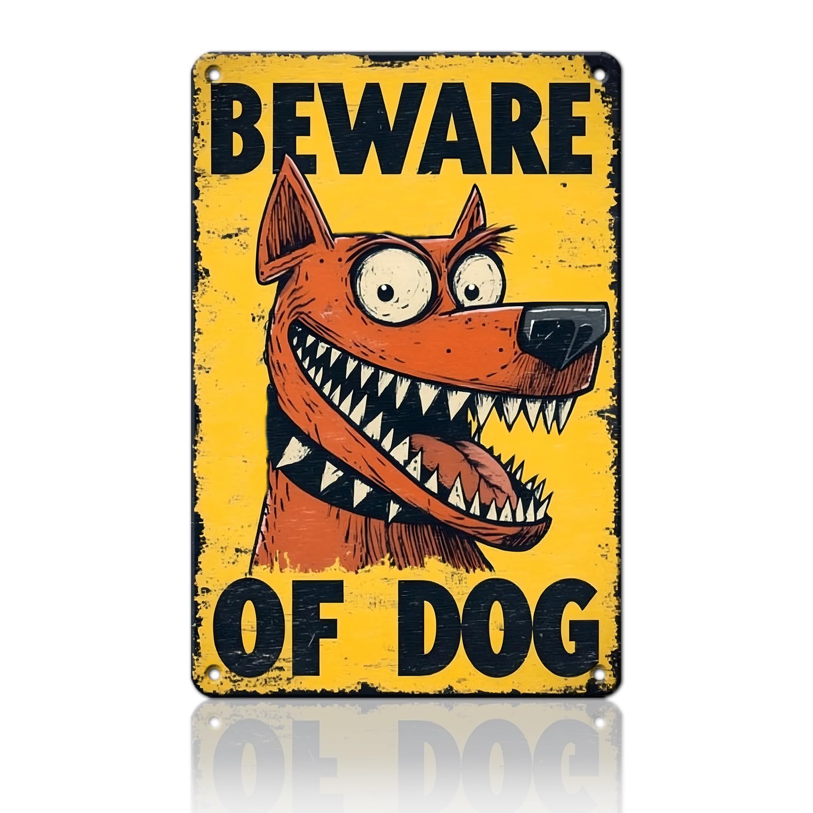Anceky Beware of Dog Tin Sign Funny Metal Sign Retro Wall Decor for Cafe Kitchen Home Yard Garage 12×8 Inch